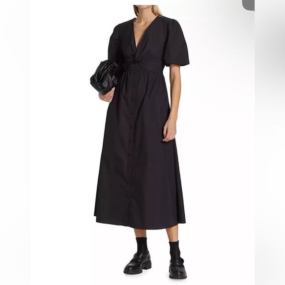DEREK LAM MAYA TWIST FRONT MAXI DRESS - BLACK - Picture 1 of 9